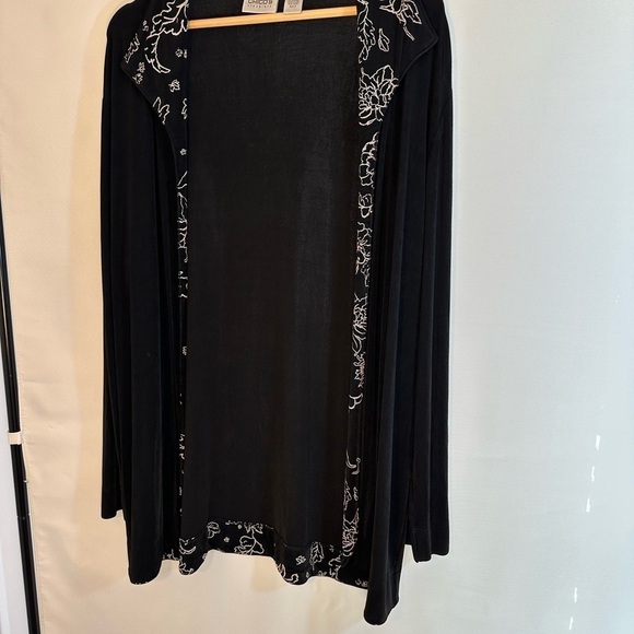 Chico’s Womens Size 3 US XL Open Front Long Sleeve Cardigan Sweater Duster Black - Picture 3 of 10